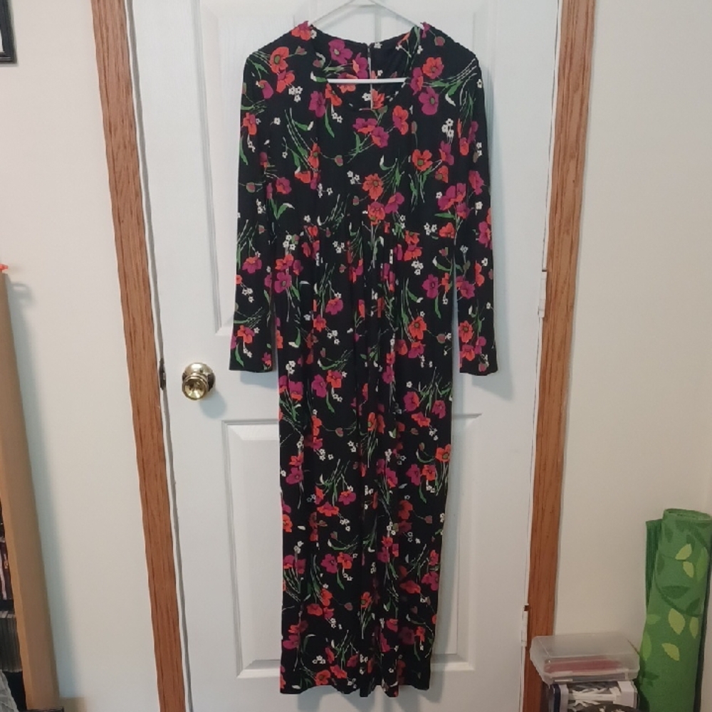 Vintage Handmade Floral Longsleeve Dress Sz M/L